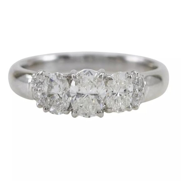 Oval Ring Pt900Platinum/diamond #4.9(US Size) 4.7g Women - Picture 5 of 8